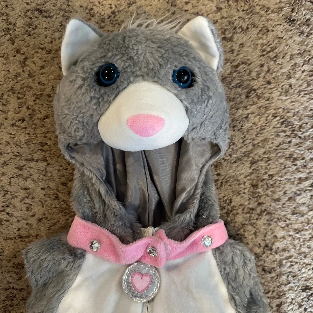 Kids Grey Kitten Cat Costume Plush Hooded Vest 24M Halloween